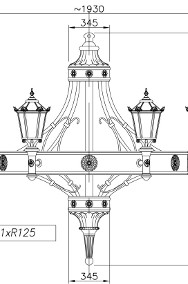 Duży żyrandol pałacowy, metalowy, czarny, rękodzieło  ART METAL 193x195 NOWY-2