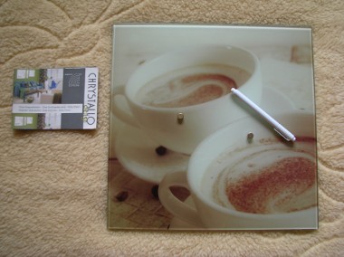 Szklana tablica suchościeralno-magnetyczna 35 x 35 cm na pisak i magnesy  -1