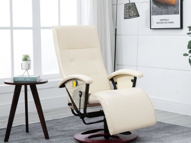 vidaXL Fotel masujący, biały, sztuczna skóra 60312-1