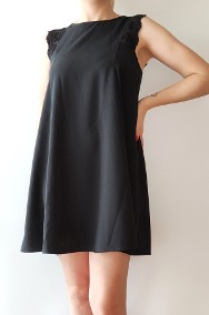 Czarna sukienka mini Mango S 36 rozkloszowana prosta elegancka mała czarna-2