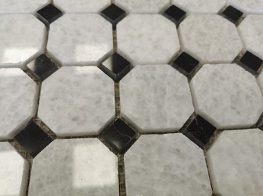 Mozaika Marmurowa CRISTAL WHITE/HANG GREY 30,5x30,5x1 poler-1