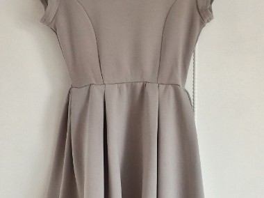Nowa sukienka M 38 szara siwa rozkloszowana dekolt plecy kokarda mini-1