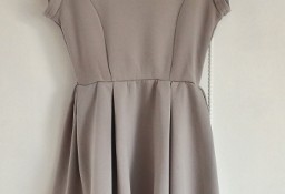 Nowa sukienka M 38 szara siwa rozkloszowana dekolt plecy kokarda mini
