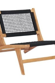 vidaXL Krzesło z podnóżkiem, lite drewno tekowe i sznurek-2