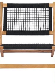 vidaXL Krzesło z podnóżkiem, lite drewno tekowe i sznurek-3