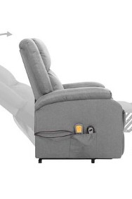 vidaXL Podnoszony fotel masujący, jasnoszary, tkanina-2