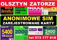 Olsztyn odbior Zatorze zarejestrowane karty SIM polskie startery Play Plus Plush