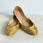 Indyjskie buty baleriny  khussa 38 zdobione orient boho księżniczka żółte satyna