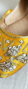 Indyjskie buty baleriny  khussa 38 zdobione orient boho księżniczka żółte satyna-3