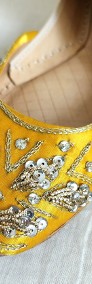 Indyjskie buty baleriny  khussa 38 zdobione orient boho księżniczka żółte satyna-4
