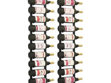 vidaXL Ścienne stojaki na 12 butelek wina, 2 szt., czarne, żelazne 282467-1