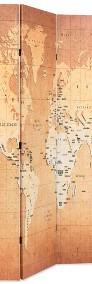 vidaXL Składany parawan, 160x170 cm, nadruk mapy świata, żółty 245878-3