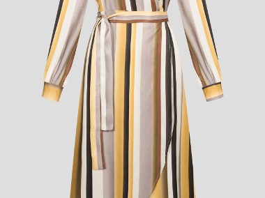 Nowa sukienka Orsay w paski L 40 retro wiązana pasy dekolt kopertowa vintage-1