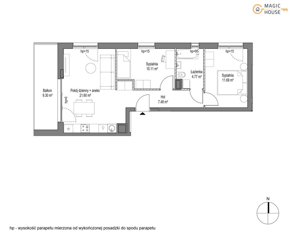 Nowoczesne mieszkanie | Smart House | Lawendowe – pohled 2