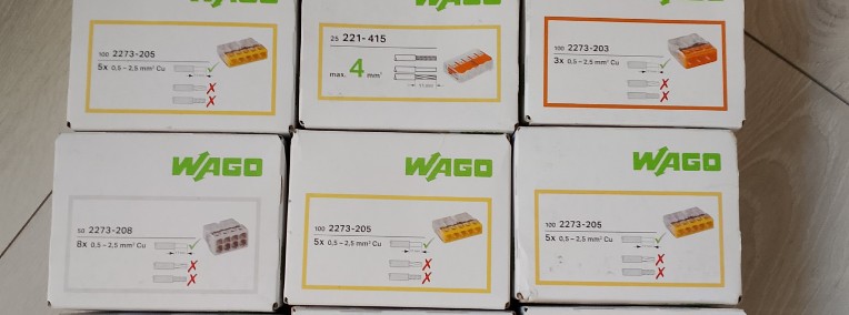 Markowe oryginalne złączki elektryczne Wago 18 opakowań 1500 sztuk -1