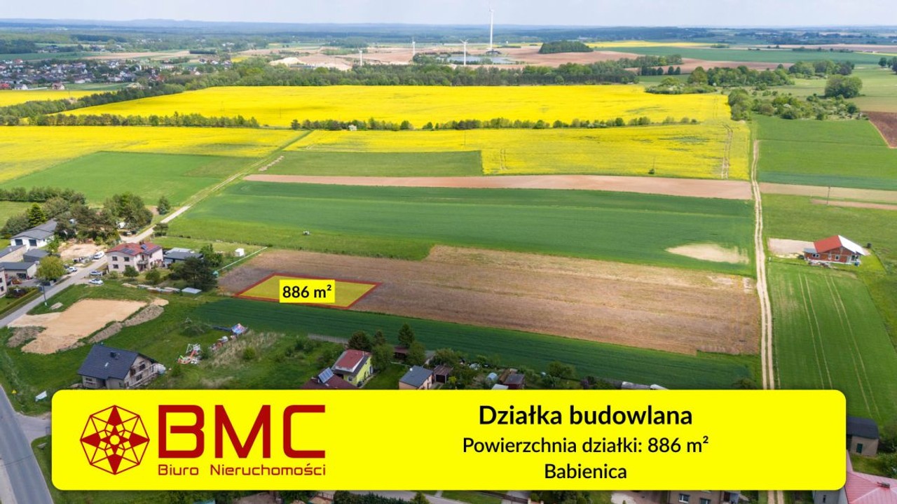Działka budowlana Babienica 886 m², Woźniki
