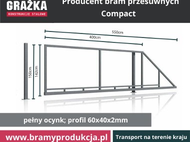 Compact - rama bramy przesuwnej bez wypełnienia – ocynk-1