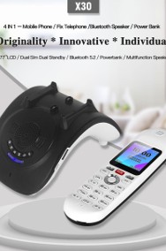 Multifunkcyjny Bezprzewodowy telefon Komórkowy i Stacjonarny z Power bankiem Business Black Nowatorski projekt-2