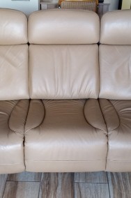 Sofa skórzana beżowa z funkcją relaks -2