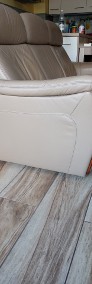 Sofa skórzana beżowa z funkcją relaks -4