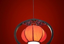 Orientalna lampa wisząca z czerwonym abażurem