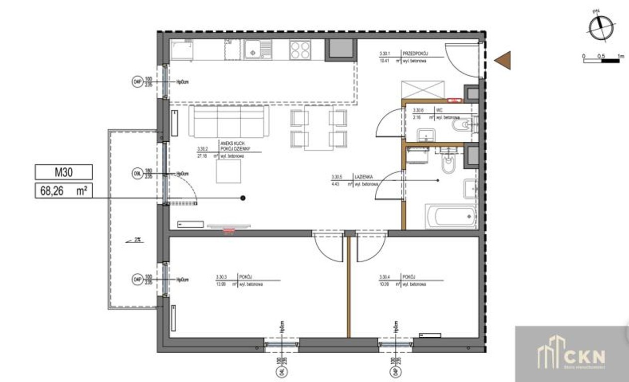 Mieszkanie na sprzedaż, 68 m², 2 pokoje Kraków