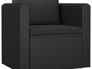 vidaXL Fotel z poduszką, polirattan, czarny 46555-1