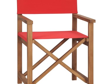 vidaXL Krzesło reżyserskie, lite drewno tekowe, czerwone 47414-1