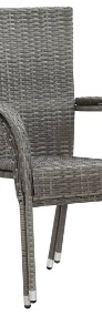 vidaXL Sztaplowane krzesła ogrodowe, 2 szt., szare, polirattan 46464-3