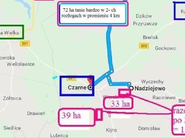 Działka rolna Człuchów Gminaq Czarne, ul. 2 Rozłogi po 36 ha w Promieniu 3 Km, Gminaq Czarne-1
