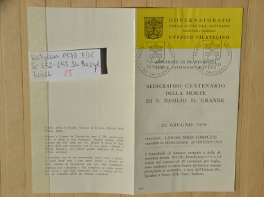 Watykan Sc 652-653 św. Bazyl Wielki Karnet-Folder FDC-2