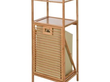 Bathroom Solutions Regał, 2 półki i kosz na pranie, bambus, 95 cm-1