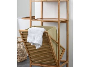 Bathroom Solutions Regał, 2 półki i kosz na pranie, bambus, 95 cm-2