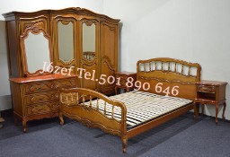 Ładna sypialnia stylowa - szafa, komoda, łóżko wraz ze stelażem, szafki nocne