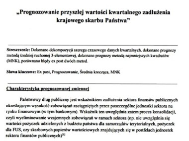 „Prognozowanie przyszłej wartości kwartalnego zadłużenia﻿ skarbu Państwa"-1