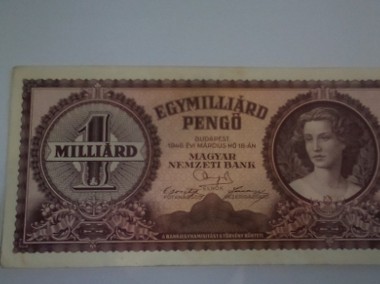 1Miliard Pengo Oryginalny banknot 1946 rok Węgry-1