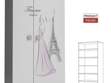 duża szafa młodzieżowa dla nastolatki PARIS 24 stylowa grafika z półkami-1