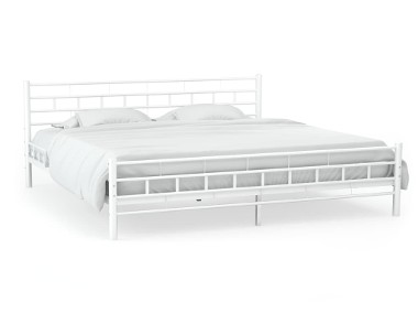 vidaXL Rama łóżka, biała, metalowa, 140 x 200 cm 246744-1