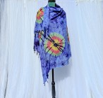 Duża chusta szal tie dye barwiona boho bohemian hippie etno niebieska