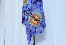 Duża chusta szal tie dye barwiona boho bohemian hippie etno niebieska