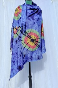 Duża chusta szal tie dye barwiona boho bohemian hippie etno niebieska-2