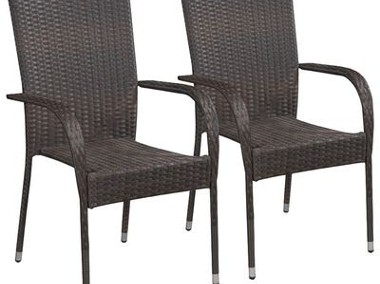 vidaXL Sztaplowane krzesła ogrodowe, 2 szt., polirattan, brązowe-1