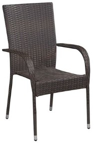 vidaXL Sztaplowane krzesła ogrodowe, 2 szt., polirattan, brązowe-2