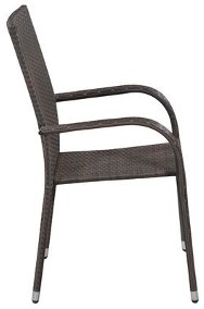 vidaXL Sztaplowane krzesła ogrodowe, 2 szt., polirattan, brązowe-3