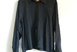 Czarna koszula vintage M 38 L 40 wiskoza haft czerń retro 