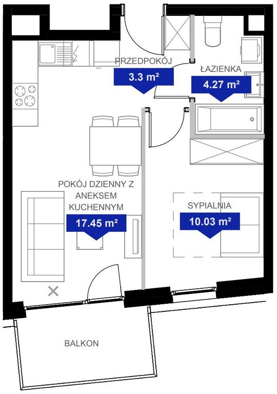 2 pokoje z balkonem w centrum Poznania, 0% - Widok 2