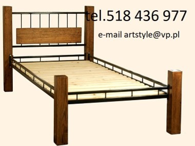 łóżko drewniano metalowe-1