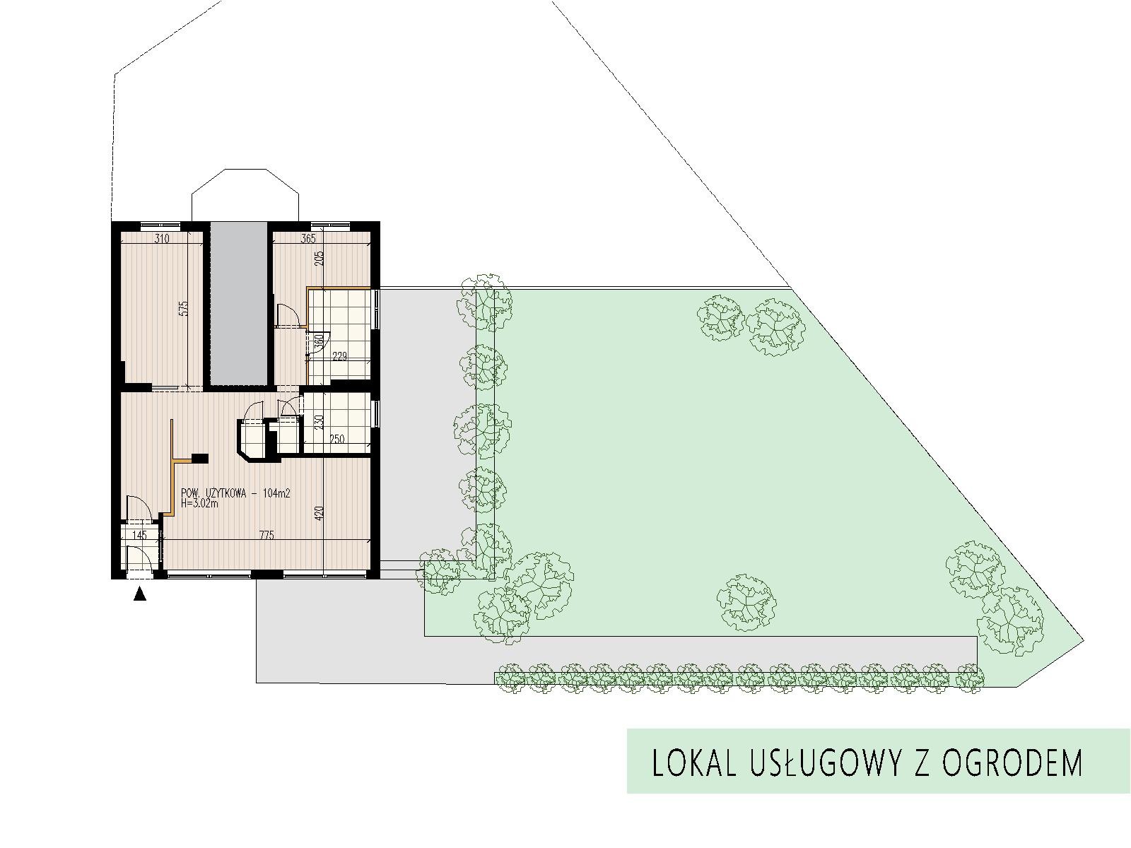 Lokal usługowy 104 m² z ogrodem na wynajem - Widok 2