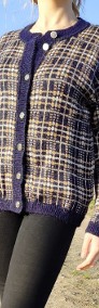 Sweter kardigan vintage M 38 Edinburgh moher wełna krata retro zapinany na-3