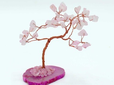 Drzewko z kamieni – Różowy Kwarc Na Podstawie z Agatu-1